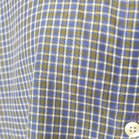 Les Ailes de la Mode Blue Checkered Button-Up Shirt – Vintage 90s – Size L - Picture 2 of 9